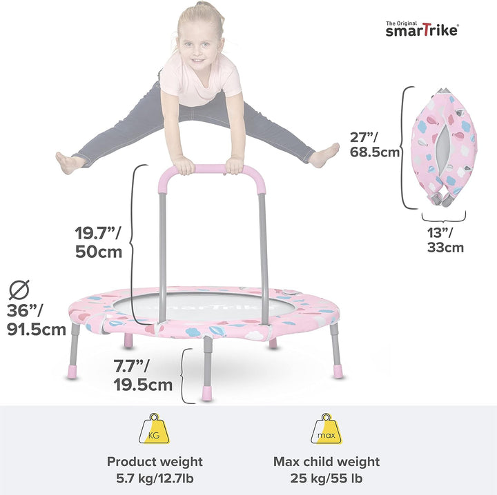 smarTrike Indoor-Kleinkindertrampolin mit Handgriff, faltbares Kindertrampolin, 1-5 Jahre Bällebad u