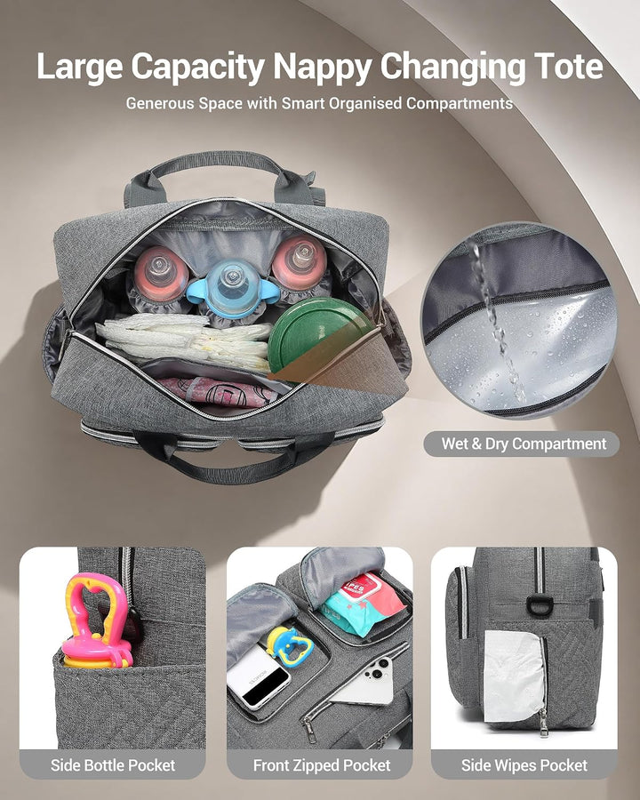KONO Baby-Wickeltasche, stilvoll, für Mama und Papa, wandelbare Reisetasche mit isolierten Taschen G
