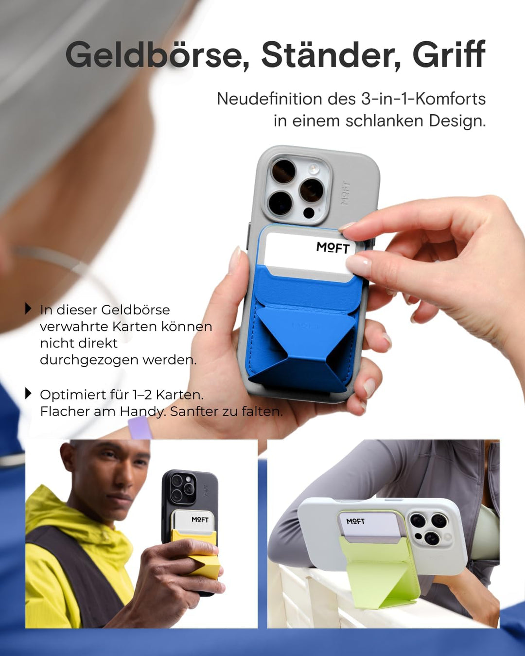 MOFT MagSafe Wallet Ständer für iPhone 15/14/13/12 Serie Kompatibel mit MagSafe, MOVAS Vegan Leder M