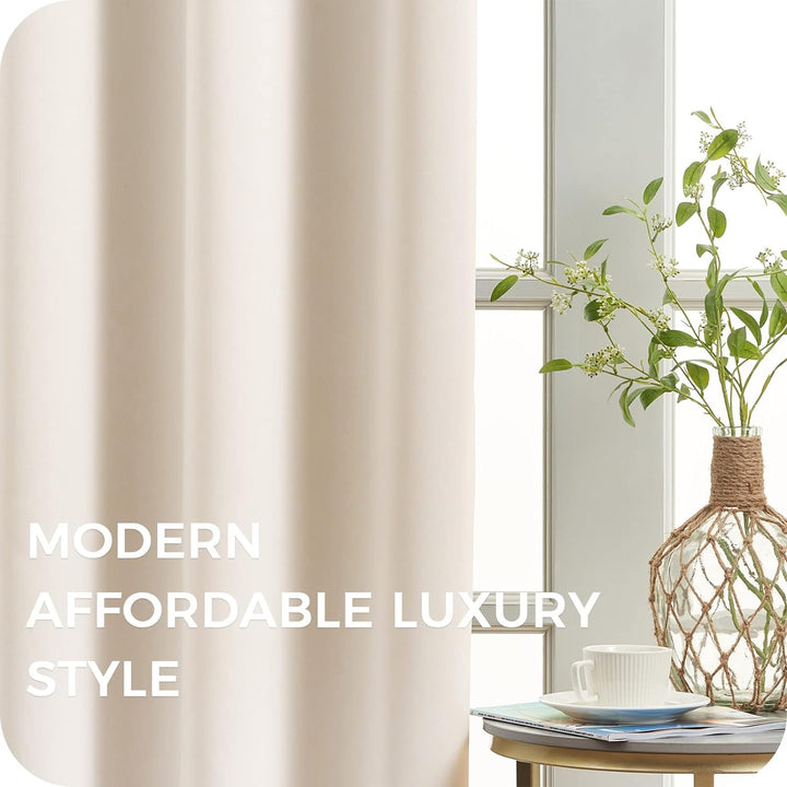 MRTREES Vorhang Blickdicht Beige Gardinen mit Ösen 2er Set, 225 cm Lang, 140 cm Breit, Dicker Stoff