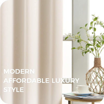 MRTREES Vorhang Blickdicht Beige Gardinen mit Ösen 2er Set, 225 cm Lang, 140 cm Breit, Dicker Stoff