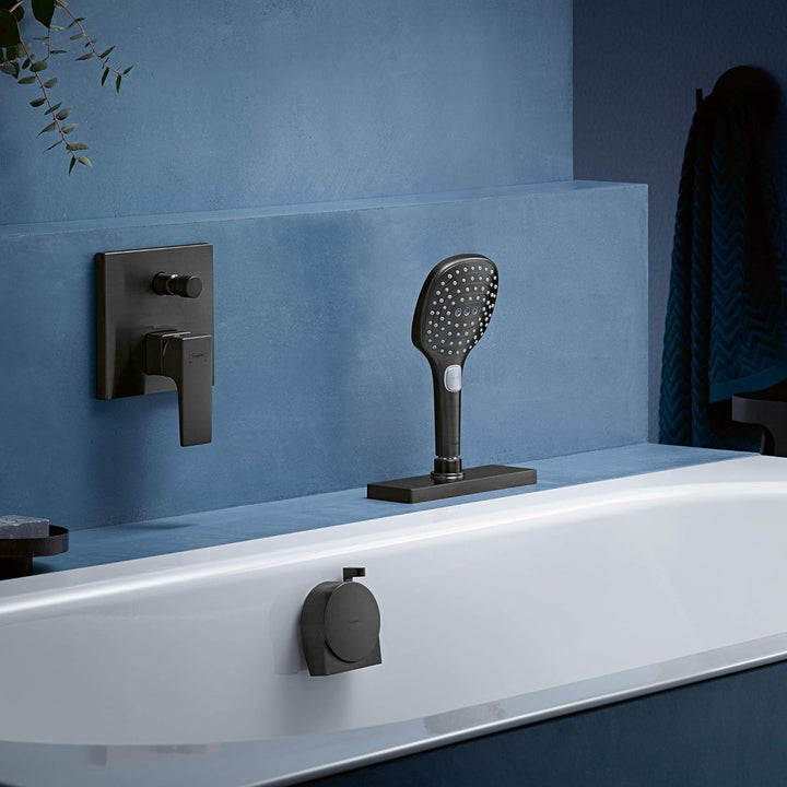 hansgrohe Schauchbox (sBox) für Duschkopf an der Wanne, eckiges Fertigset, Mattschwarz Matt Black Fe