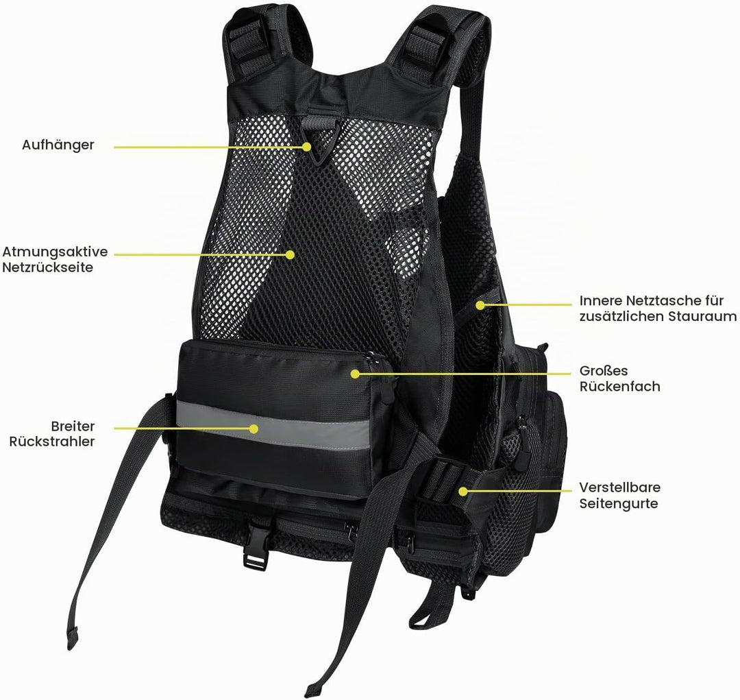 Gonex Angel Weste Herren verstellbare Arbeitsweste mit Mehreren Taschen für Angeln Fliegenfischen Ou