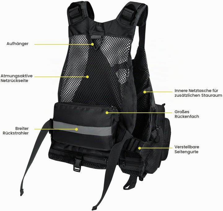 Gonex Angel Weste Herren verstellbare Arbeitsweste mit Mehreren Taschen für Angeln Fliegenfischen Ou