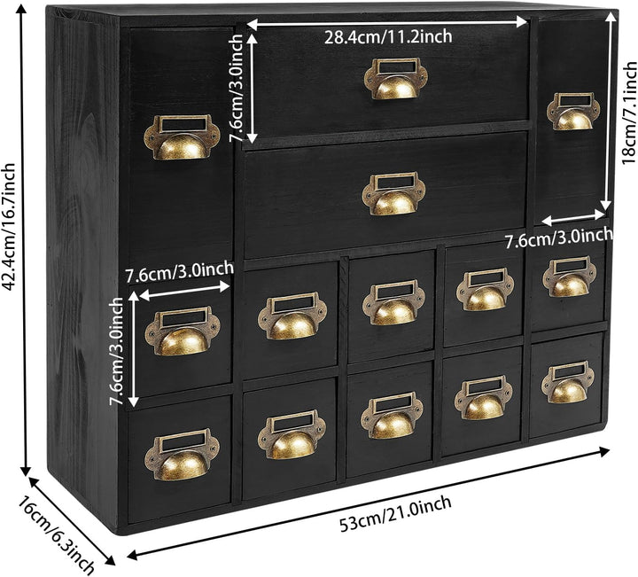 Mini Kommode mit 14 Schubladen, Vintage Aufbewahrungsschrank - Schrank Schubladenschrank Holz Klein