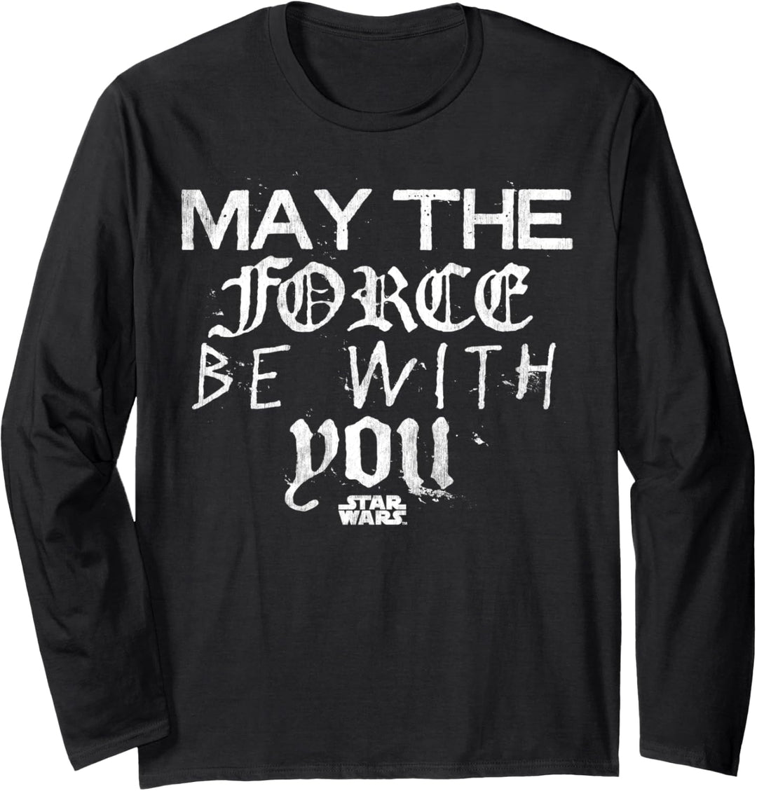 Star Wars May The Force Be With You Font Text Poster Langarmshirt