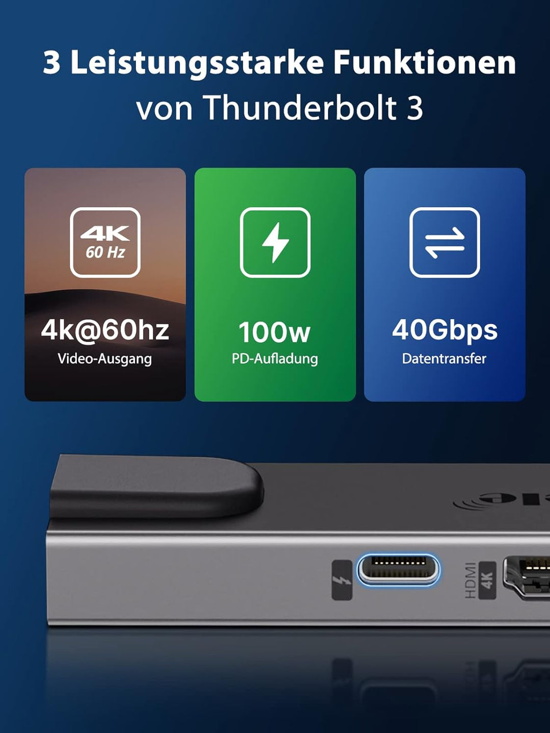 Lemorele USB C Hub Dual-HDMI 4K@60Hz für MacBook Air/Pro M1 Adapter 7 in 2 Aluminiumgehäuse mit Thun