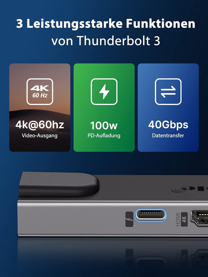 Lemorele USB C Hub Dual-HDMI 4K@60Hz für MacBook Air/Pro M1 Adapter 7 in 2 Aluminiumgehäuse mit Thun