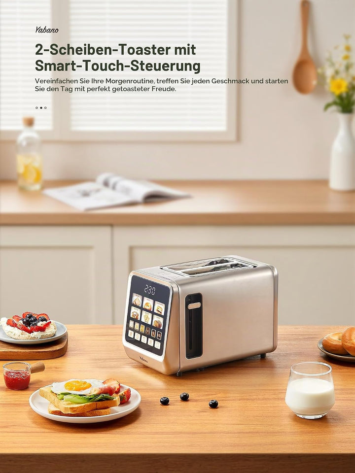 Yabano Toaster 2 Scheiben, Touchscreen Edelstahl Toaster mit LED Countdown