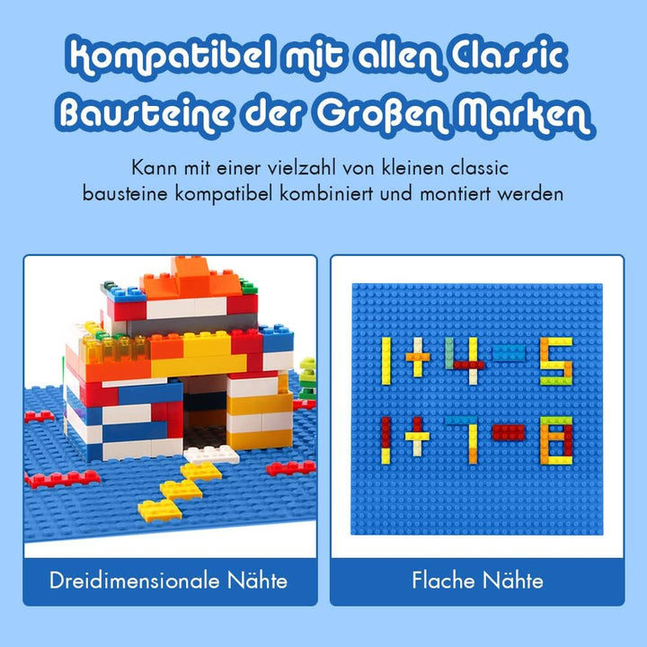 Lekebaby 6 Platten-Set Bauplatte Kompatibel mit Meisten Marken, 25 * 25cm, Blaue Grundplatte Blaue 6