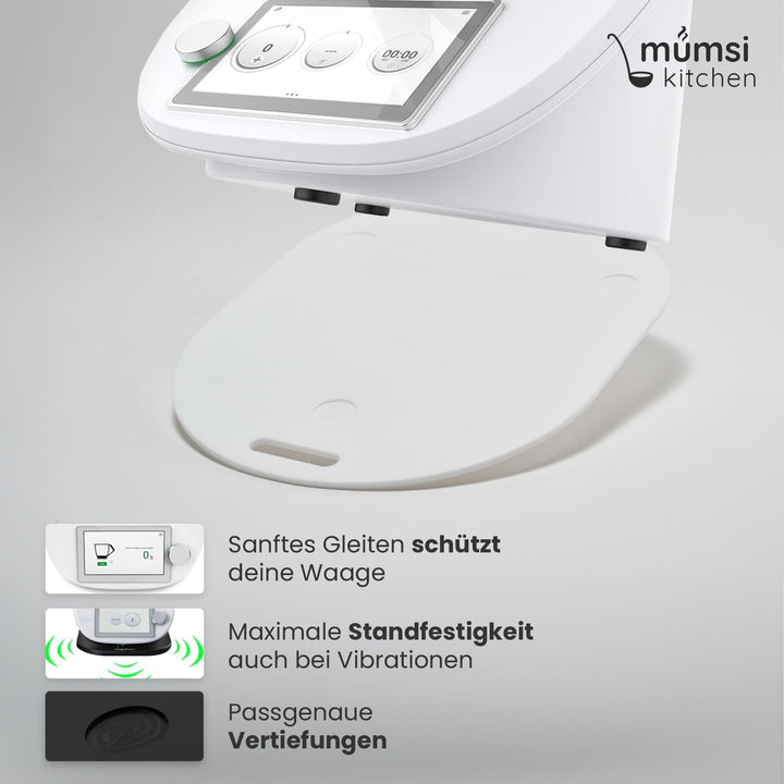 Gleitbrett für Thermomix TM6 & TM5 in weiss - Hochwertiger Gleiter aus Premium Acrylglas – Rollbrett