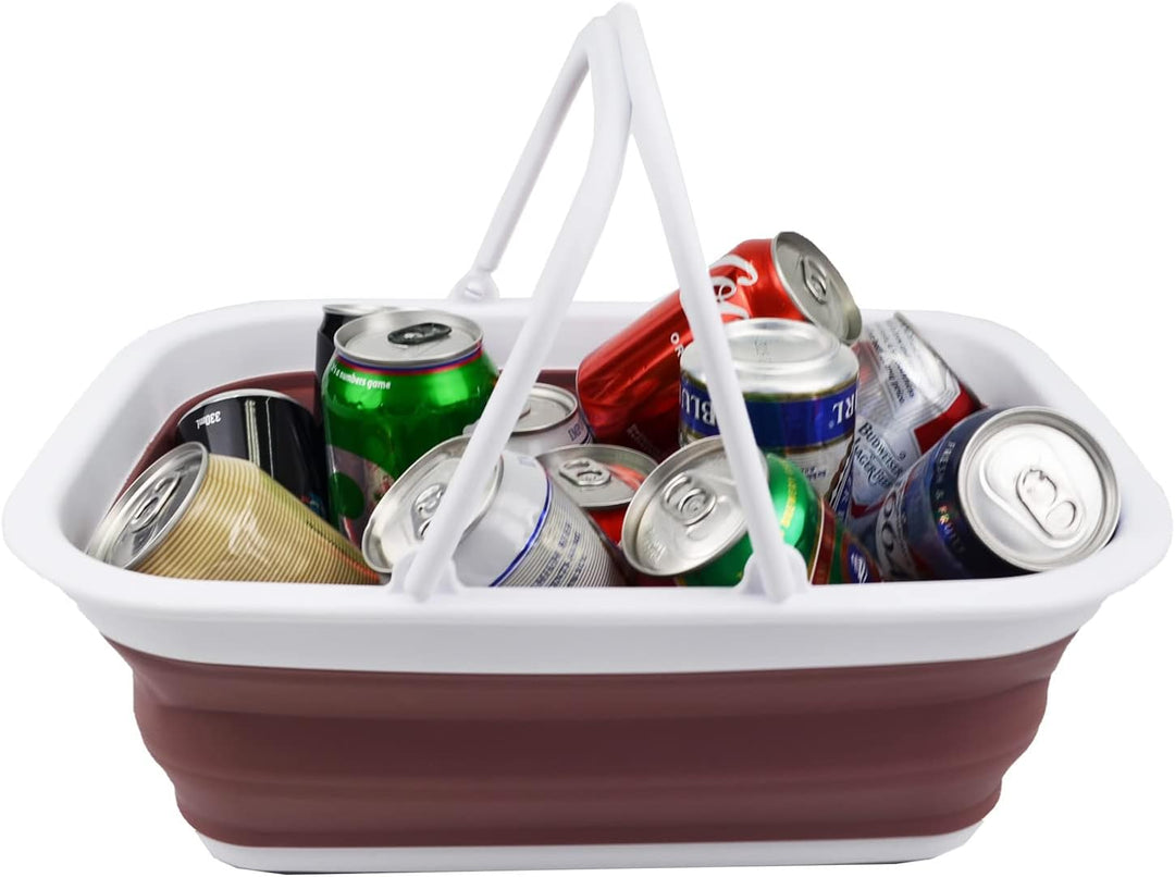 SAMMART 9,2 l zusammenklappbare Wanne mit Griff – tragbarer Picknickkorb für den Aussenbereich – Fal