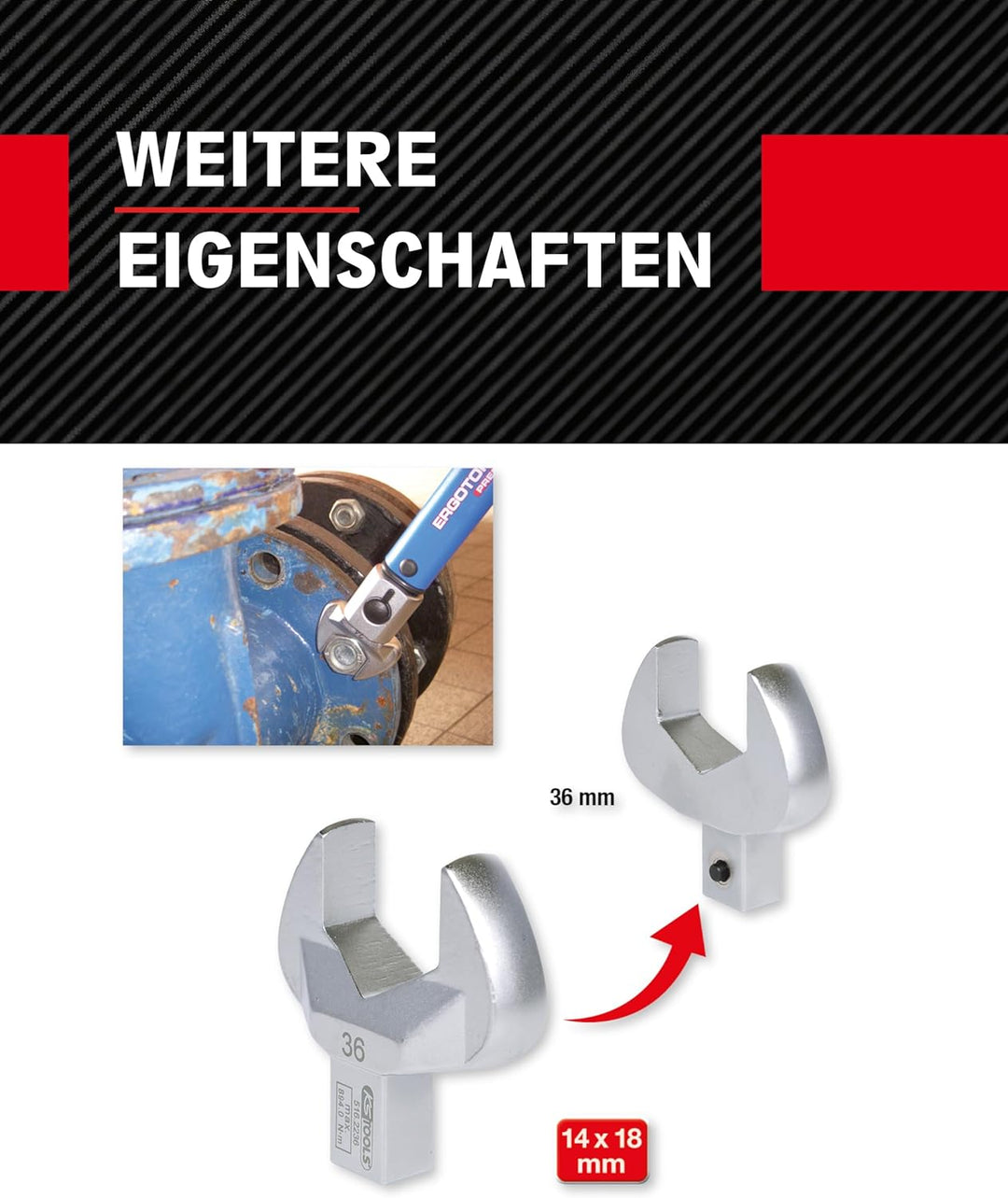 KS Tools Einsteck Maulschlüssel 4 x 18 mm 516.2236 I Verchromter Schraubenschlüssel, 6 Kant Profil I