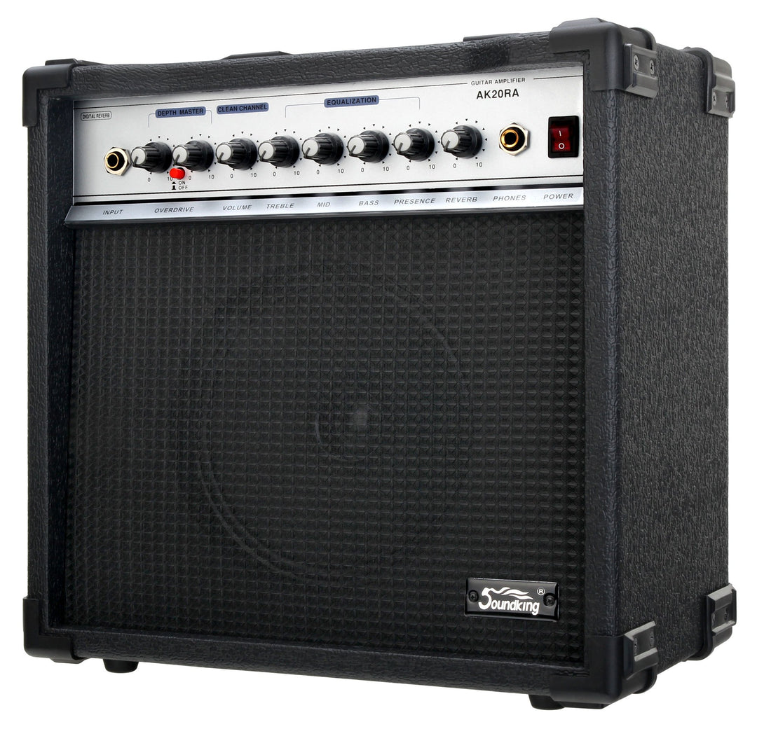 Soundking AK20-RA Gitarrencombo schwarz (60 Watt, 8" Speaker, 2 Kanäle, 4-Band Equalizer, Digital Re