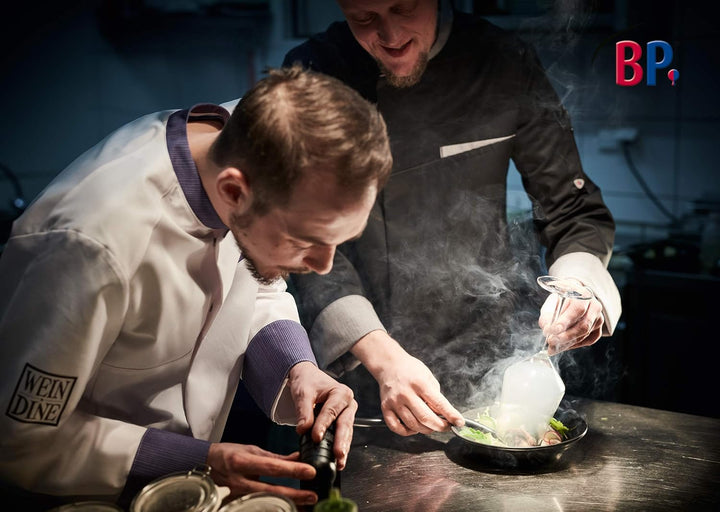 BP 1650-801-33-54 Koch-/Bäckerhose, mit Bundfalten und Taschen, 215,00 g/m² Stoffmischung, schwarz-w