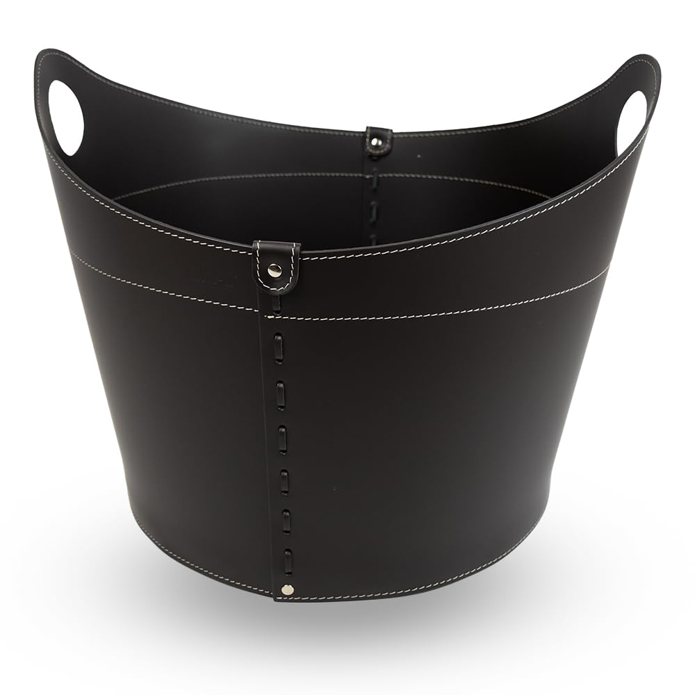 LIMAC Design CADIN Holzkorb aus Leder, moderne Brennholztasche, Originale Kaminholztasche, Kaminholz