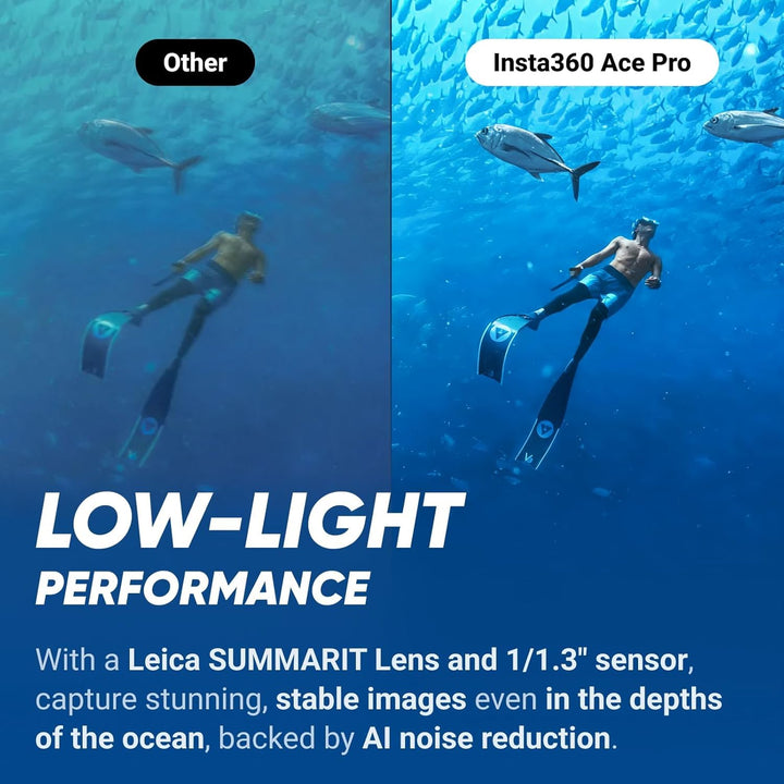 Insta360 Ace Pro Tauch-Bundle - wasserdichte Action-Kamera, 1/1,3"-Sensor und KI-Rauschunterdrückung