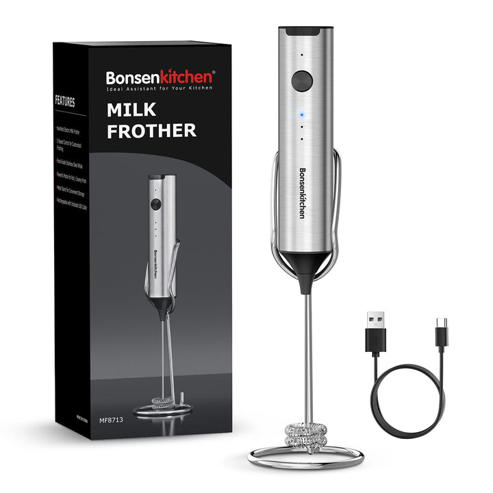 Bonsenkitchen Wiederaufladbarer Milchaufschäumer, 3-Geschwindigkeiten