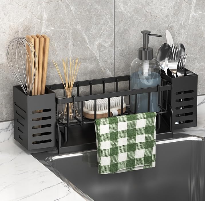 Spülbecken Organizer Kitchen Schwammhalter - Spüle organizer mit Spültuchhalter und Aufbewahrungsbox