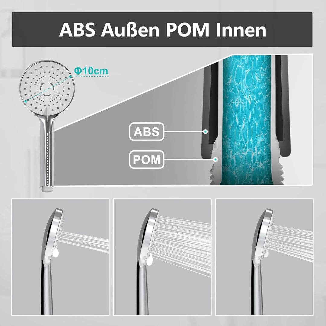 Görbach Regendusche Duschset ohne Armatur, Edelstahl Duschsystem mit Ablage, Duschstange set mit Kop