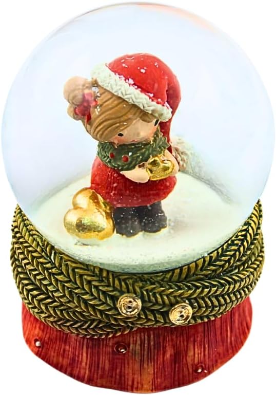 Dekohelden24 Schüttelkugel, Glaskugel Weihnachten, Weihnachtkugel, Schneekugel als Winterkind mit go