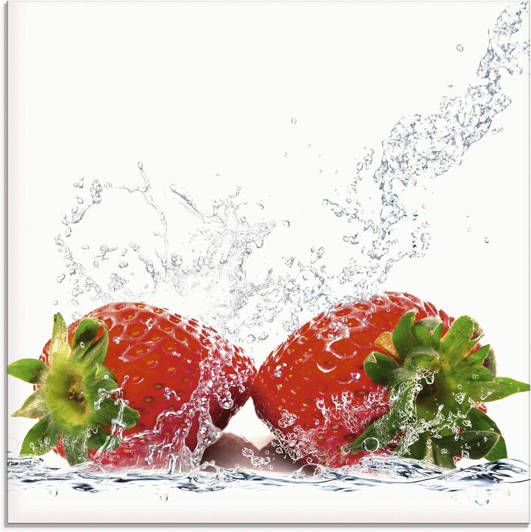 ARTland Glasbilder Wandbild Glas Bild einteilig 50x50 cm Quadratisch Früchte im Wasser Obst Erdbeere