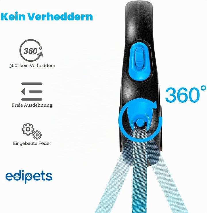 Edipets, Hundeleine, Ausziehbar, Einziehbar, 3, 5 und 8 Meter, Flexibles Band für Rechts- und Spazie