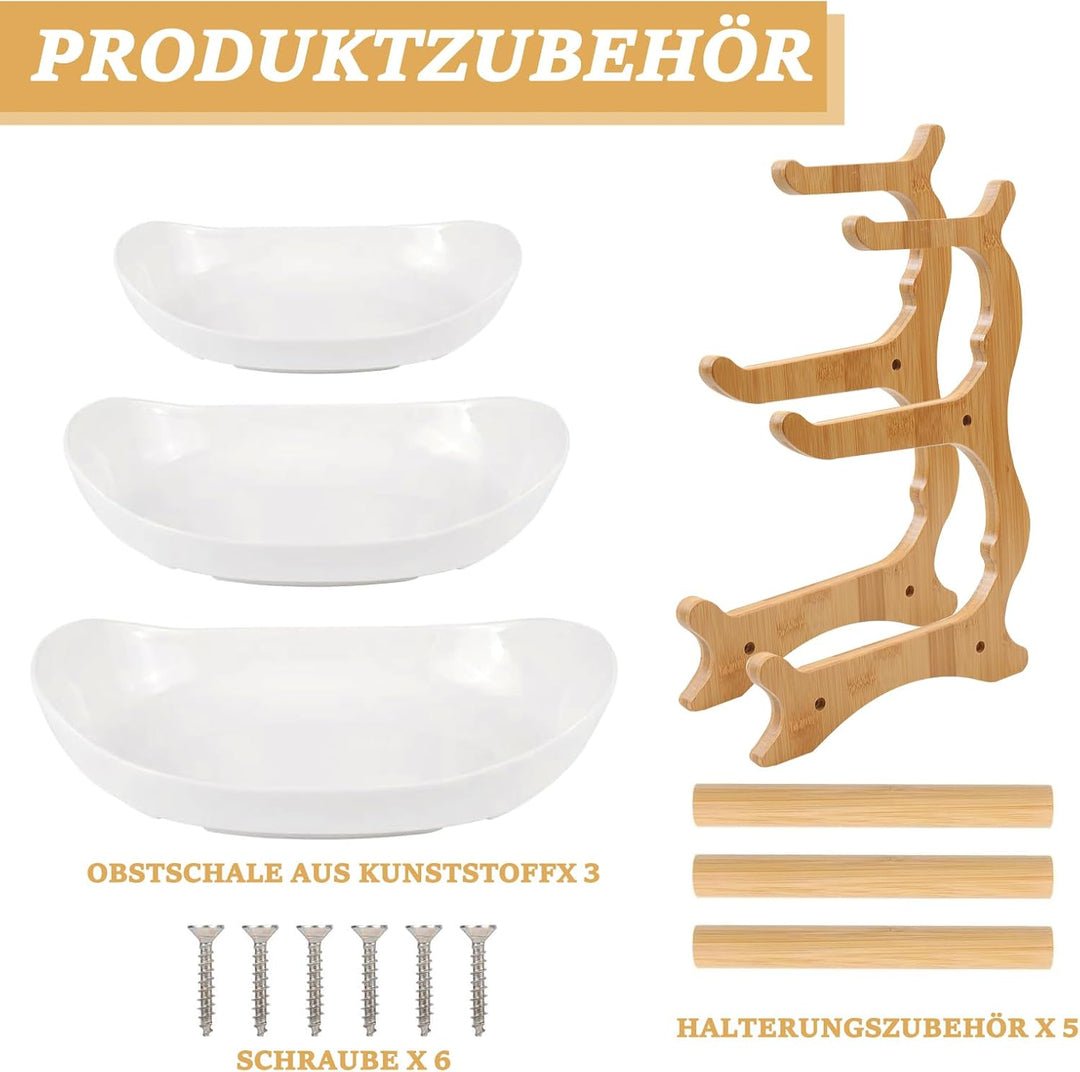 Obst Etagere mit 3 Etagen, Weiss Obstschalenständer 3 Stöckig Obstschale, Stabil & Ohne zu Zittern,