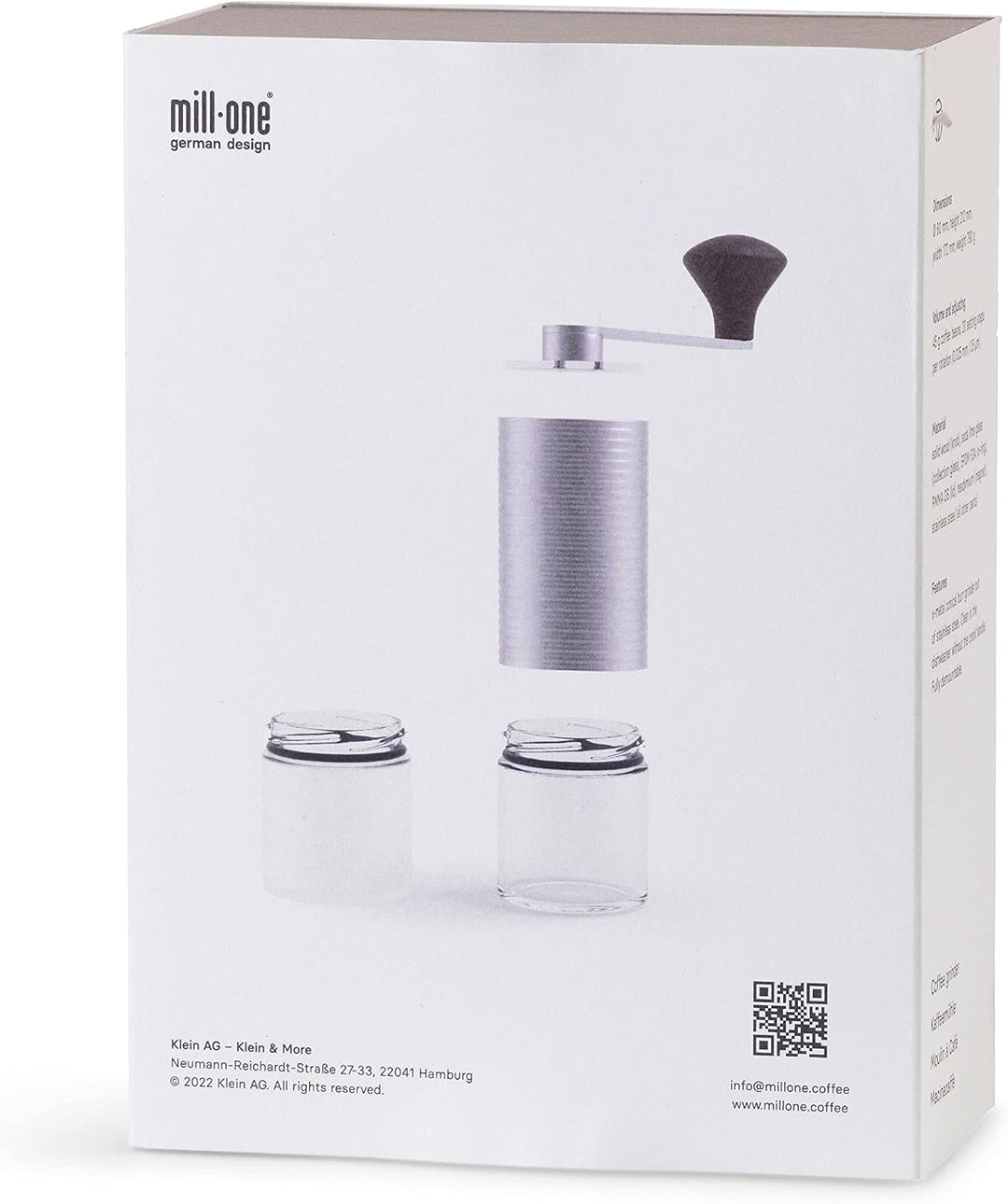 millone definite manuelle Kaffeemühle präzise Mahlgradeinstellung, zwei Edelstahl Mikrokugellager, k