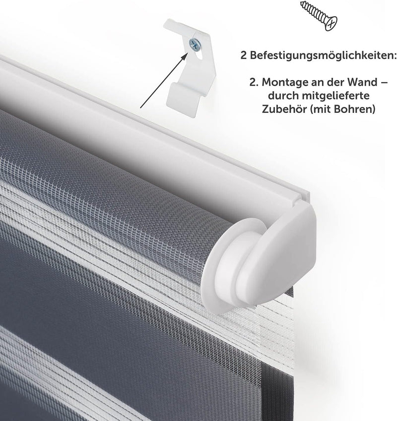 Blumtal Doppelrollo 120 x 130-155cm -  Klemmfix Rollo, Rollos für Fenster ohne Bohren, Klemmrollo fü