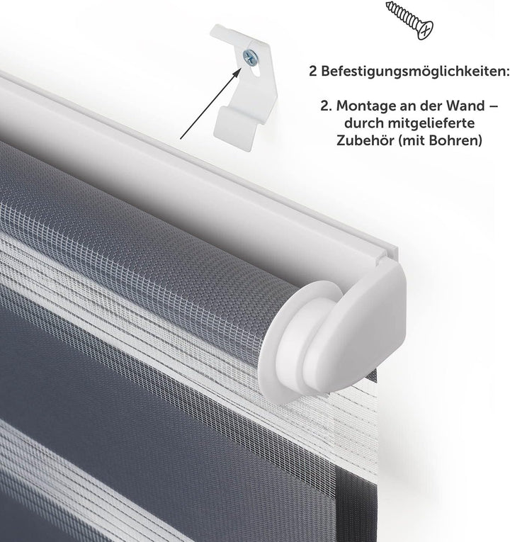 Blumtal Doppelrollo 60 x 155-195cm - Klemmfix Rollo, Rollos für Fenster ohne Bohren, Klemmrollo für