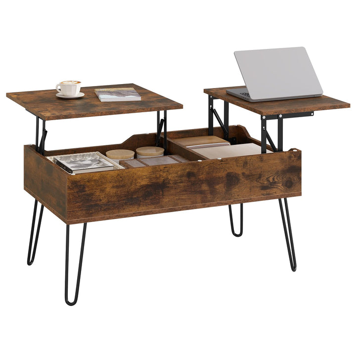 WOLTU Couchtisch höhenverstellbar, Beistelltisch mit doppelter Hebeplatten, Lift-Top-Tisch, Wohnzimm