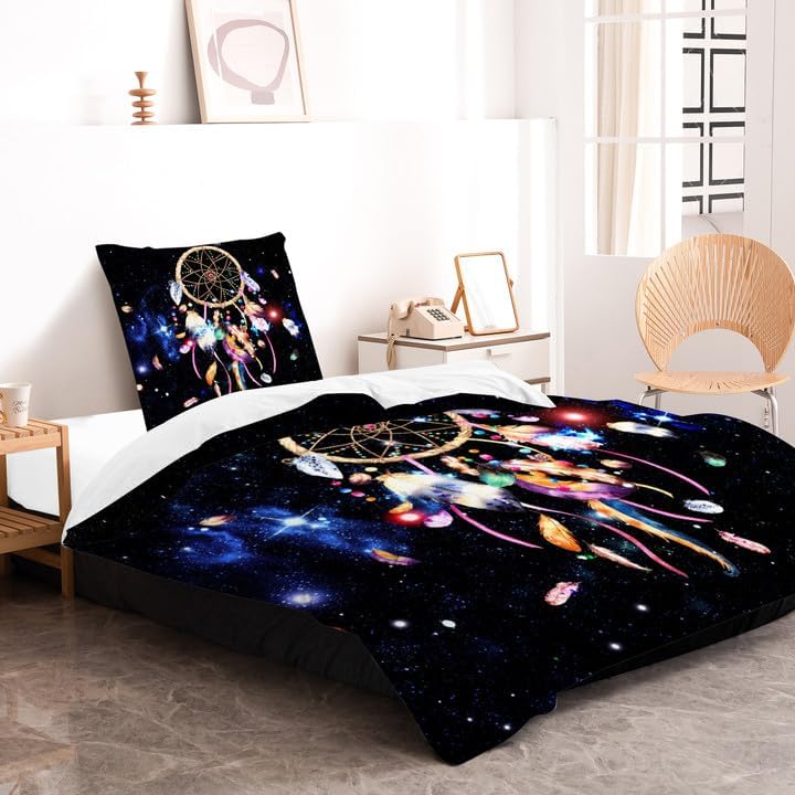 HOMHOMHA Bettbezug, 140 x 200 cm, Traumfänger, 1 Person, Erwachsene, Kinder, Mädchen, mit Kopfkissen