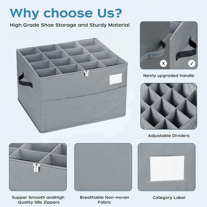 Schuhorganizer für Closet, Passt 16 Paare, grosse Schuhschrank, Schuhbox mit Durchsichtigem Deckel,