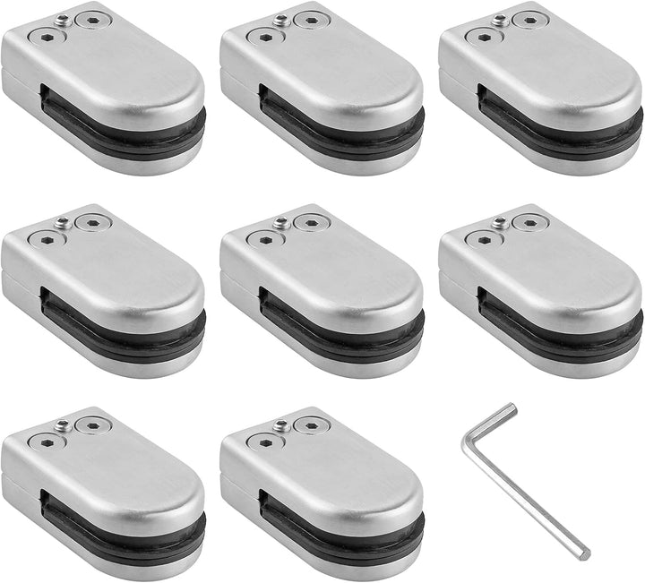 AUTOUTLET 8X Glashalter Set, Edelstahl Klemmhalter Glasclip Runder BodenGlasklemme 6-8mm, Verstellba