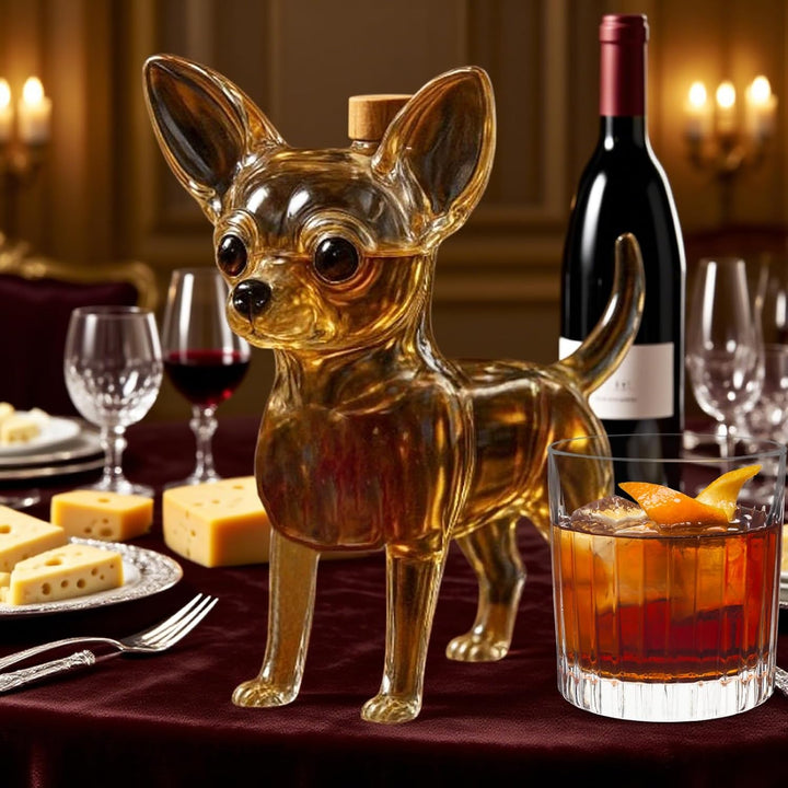 Chihuahua Whiskey Karaffe, Chihuahua Whiskey Dekanter 350ml Lustig Hund Glasflasche Tischdekoration