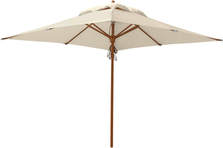 anndora® Teleskopschirm 3 x 3 m eckig Sonnenschirm Marktschirm wasserabweisend Natural Creme Weiss