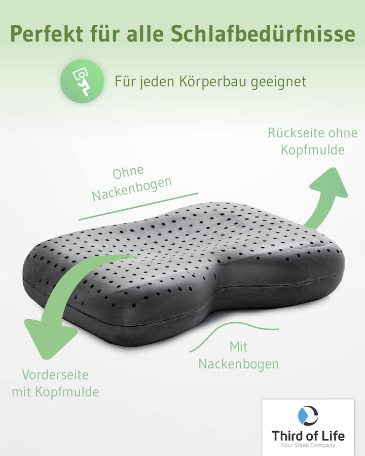 Ergonomisches Seitenschläferkissen NuMOON, Memory Foam Kopfkissen mit PureAir Effekt gegen Milben &
