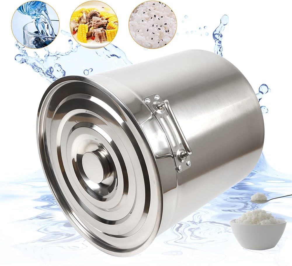 50L Suppentopf, Grosse Kapazität Gastronomie Kochtopf mit Metalldeckel Edelstahl Kochtöpfe für Induk