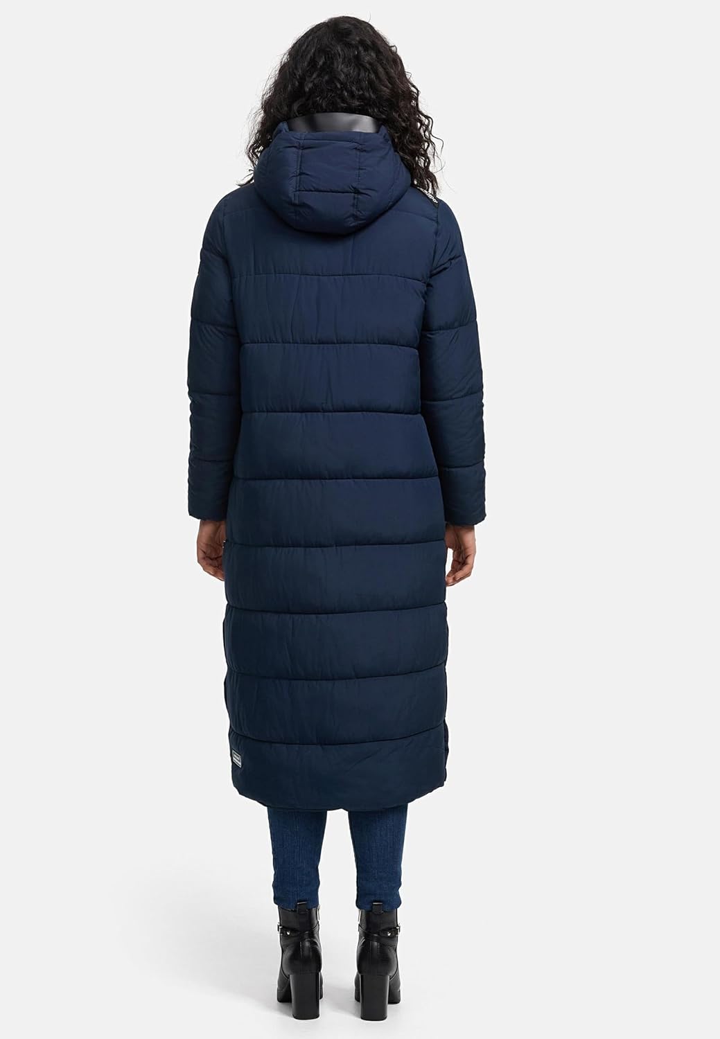 Navahoo Damen Wintermantel Warmer Steppmantel lang mit Abnehmbarer Kapuze Isalie XS-XXL L Navy, L Na