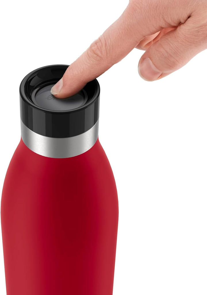 Emsa Bludrop Isolier-Trinkflasche, wiederverwendbar, Edelstahl, nachhaltig, Pulverbeschichtung, 360°
