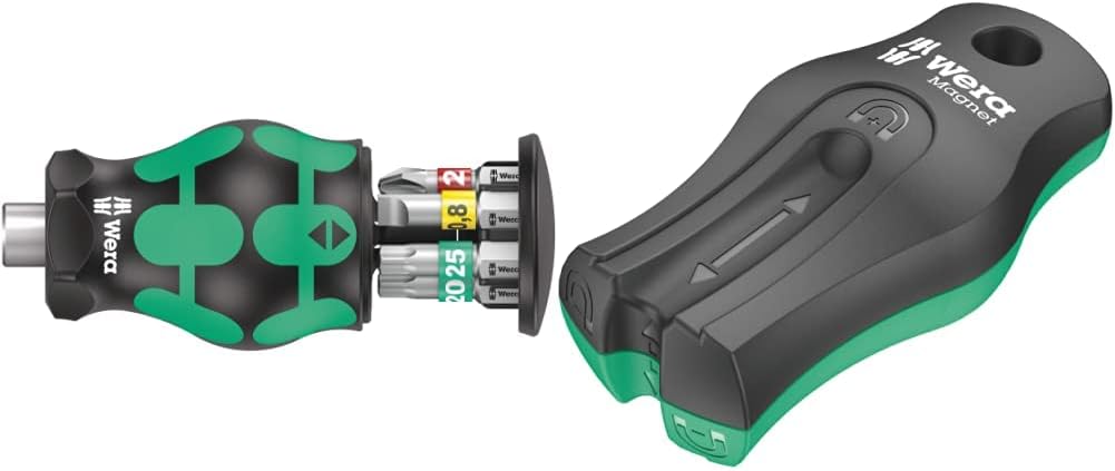 Wera 05008873001 Kraftform Kompakt Stubby 1 Schraubendreher mit Bit Magazin, 6-teilig & 05033404001