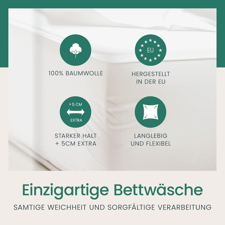 VelvetHome Spannbettlaken 90x200cm 100% gekämmte Baumwolle Made in EU Jersey Bettlaken 90x200 bis 25