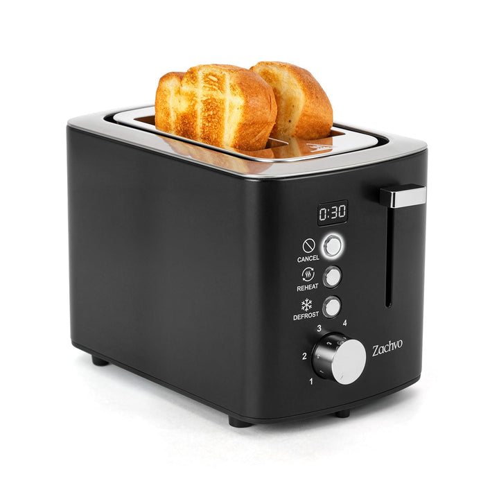 2-Scheiben Edelstahl Toaster – 3,5 cm Extra-Breitschlitz, Countdown-Anzeige, 6 Bräunungsstufen, 850