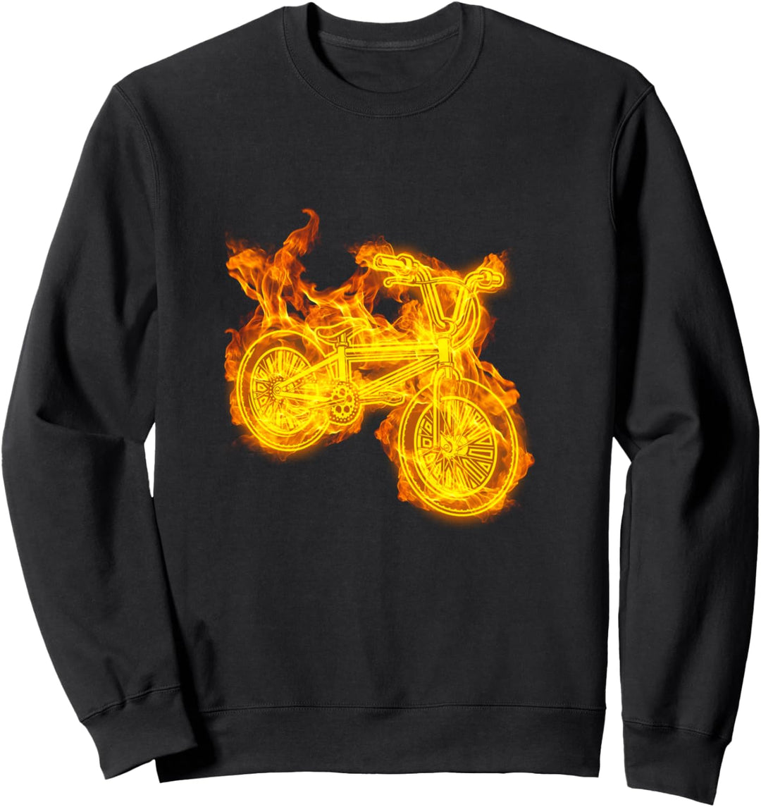 Feuer BMX Bike Flammen Fahrrad Radfahren BMX Biker Sweatshirt