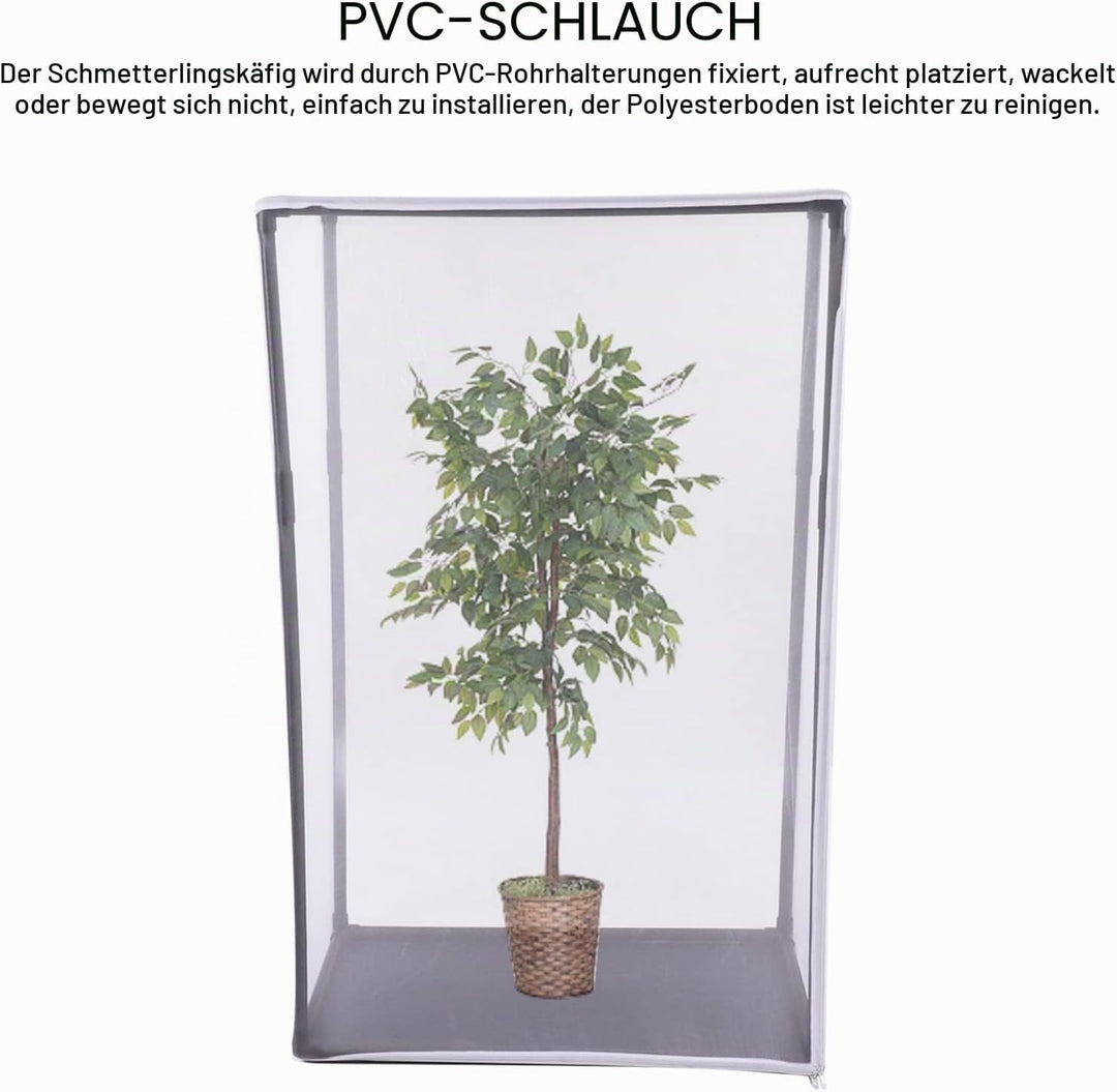 Butterfly Habitat Cage Breites, Hohes PVC-Rohr, Stabiler Reissverschluss, Insektengitterkäfig für Gr