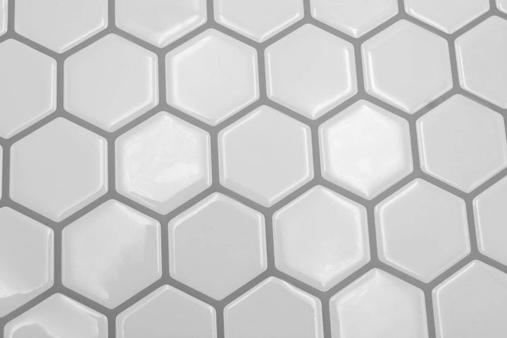 Selbstklebende Mosaik Folie Vinyl Hexagon Optik weiss Küchenrückwand | 10 Mosaikmatten