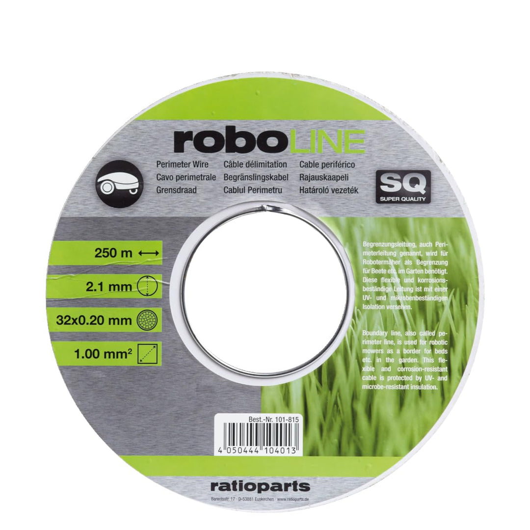 Ratioparts Begrenzungskabel für Mähroboter Ø 2,1 mm, 250 m verzinnt, Grün 250m/2,1mm x 1mm², 250m/2,