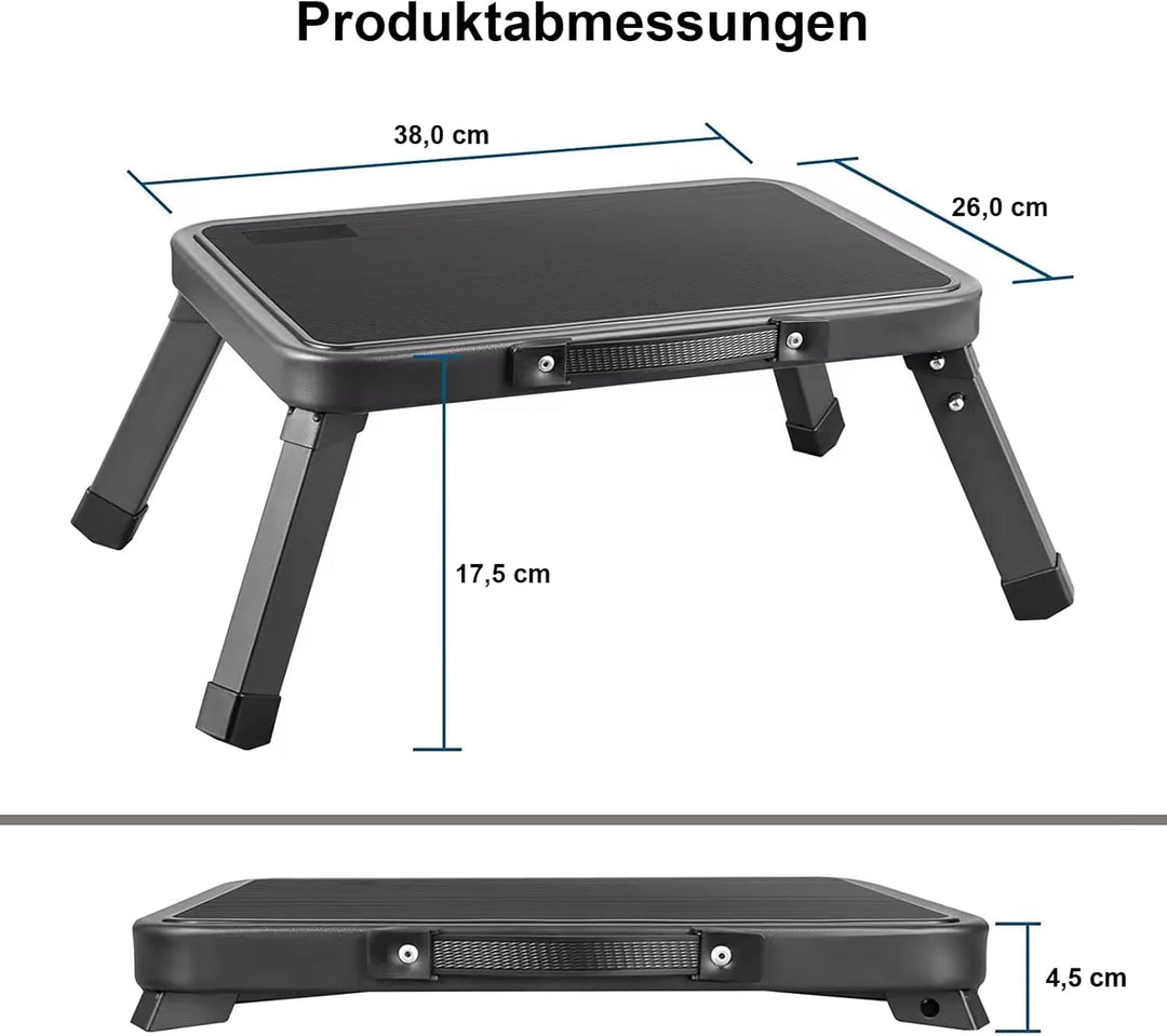 Premium Klappstufe Tritthocker – Faltbarer Camping Hocker, kompakt & leicht – Anti-Rutsch Tritt für
