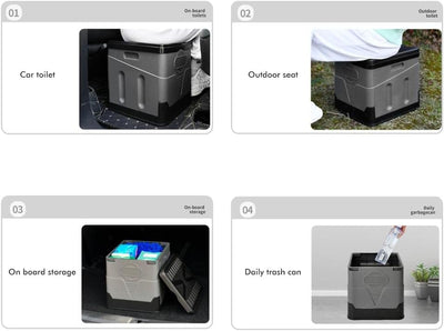 Tumnea Mobile Campingtoilette, Töpfchen für Unterwegs, Tragbare Klapptoilette mit Deckel Campingauto